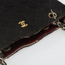 CHANEL Chain Shoulder Bag Cotton Black Gold CC Auth 186834-8