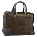 LOEWE Amazona 30 Hand Bag Suede Beige Gold Auth 186835-1