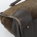 LOEWE Amazona 30 Hand Bag Suede Beige Gold Auth 186835-16