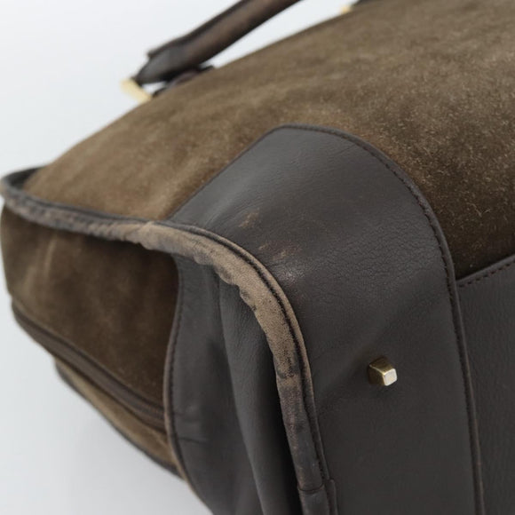 LOEWE Amazona 30 Hand Bag Suede Beige Gold Auth 186835