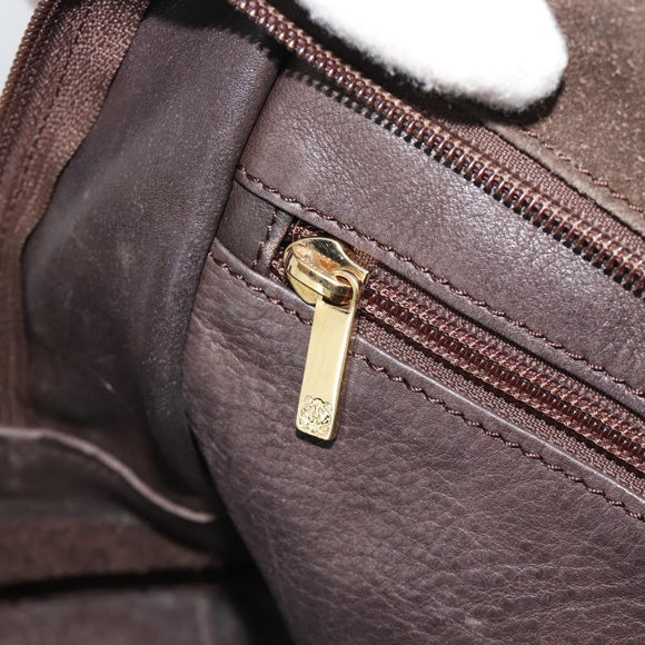 LOEWE Amazona 30 Hand Bag Suede Beige Gold Auth 186835