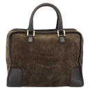 LOEWE Amazona 30 Hand Bag Suede Beige Gold Auth 186835-13