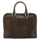 LOEWE Amazona 30 Hand Bag Suede Beige Gold Auth 186835-2