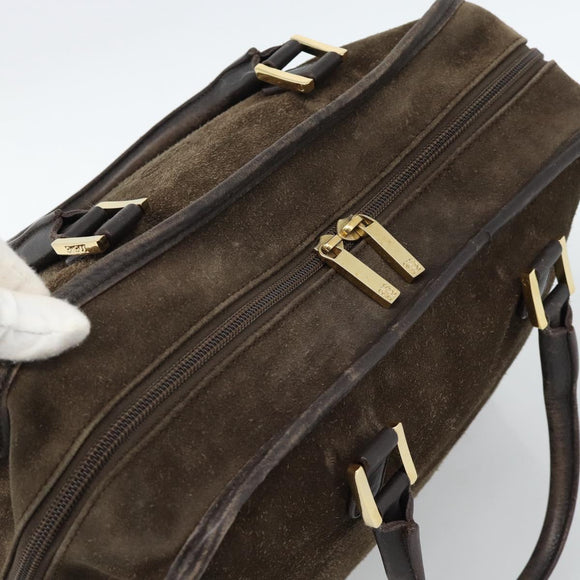 LOEWE Amazona 30 Hand Bag Suede Beige Gold Auth 186835