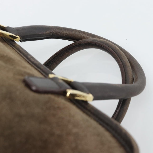 LOEWE Amazona 30 Hand Bag Suede Beige Gold Auth 186835