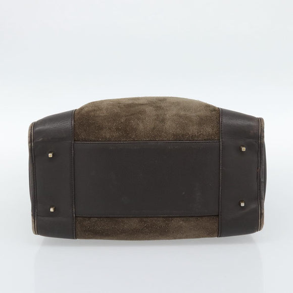 LOEWE Amazona 30 Hand Bag Suede Beige Gold Auth 186835