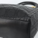 Christian Dior Lady Dior Hand Bag Lamb Skin Black Gold Auth 186836SAV-9