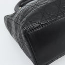 Christian Dior Lady Dior Hand Bag Lamb Skin Black Gold Auth 186836SAV-14