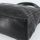 Christian Dior Lady Dior Hand Bag Lamb Skin Black Gold Auth 186836SAV-15