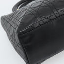 Christian Dior Lady Dior Hand Bag Lamb Skin Black Gold Auth 186836SAV-16