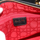 Christian Dior Lady Dior Hand Bag Lamb Skin Black Gold Auth 186836SAV-11