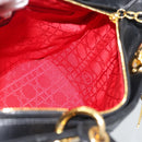 Christian Dior Lady Dior Hand Bag Lamb Skin Black Gold Auth 186836SAV-18