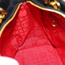Christian Dior Lady Dior Hand Bag Lamb Skin Black Gold Auth 186836SAV-19
