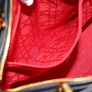 Christian Dior Lady Dior Hand Bag Lamb Skin Black Gold Auth 186836SAV-21