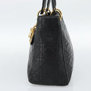 Christian Dior Lady Dior Hand Bag Lamb Skin Black Gold Auth 186836SAV-4