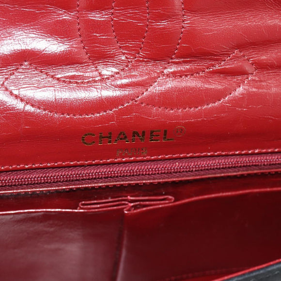 CHANEL Matelasse Chain Bag Lamb Skin Paris Limited Black Gold CC Auth 186838SAV