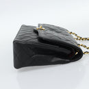 CHANEL Matelasse Chain Bag Lamb Skin Paris Limited Black Gold CC Auth 186838SAV-4