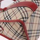 BURBERRY Nova Check Blue Label Hand Bag Canvas Beige Silver Auth 186841A-10