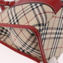 BURBERRY Nova Check Blue Label Hand Bag Canvas Beige Silver Auth 186841A-12