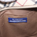 BURBERRY Nova Check Blue Label Hand Bag Canvas Beige Silver Auth 186841A-16