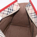 BURBERRY Nova Check Blue Label Hand Bag Canvas Beige Silver Auth 186841A-19