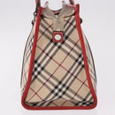 BURBERRY Nova Check Blue Label Hand Bag Canvas Beige Silver Auth 186841A-4