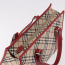BURBERRY Nova Check Blue Label Hand Bag Canvas Beige Silver Auth 186841A-6