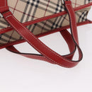 BURBERRY Nova Check Blue Label Hand Bag Canvas Beige Silver Auth 186841A-7