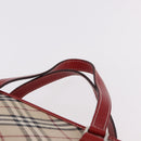 BURBERRY Nova Check Blue Label Hand Bag Canvas Beige Silver Auth 186841A-8