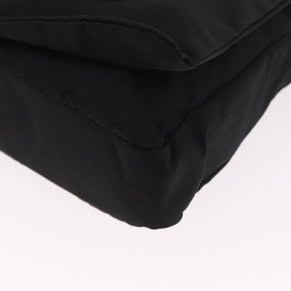PRADA Shoulder Bag Nylon Black Silver Auth 186842A