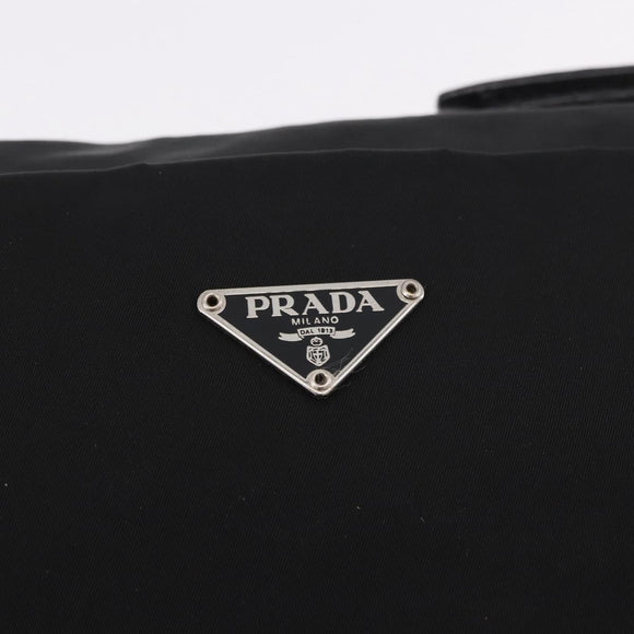 PRADA Shoulder Bag Nylon Black Silver Auth 186842A