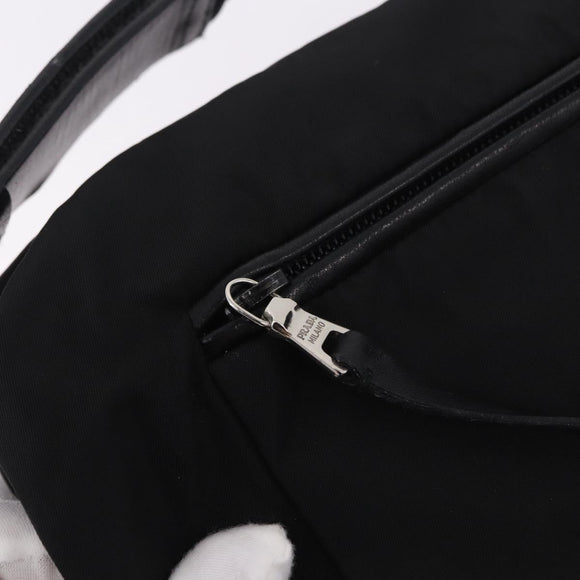 PRADA Shoulder Bag Nylon Black Silver Auth 186842A