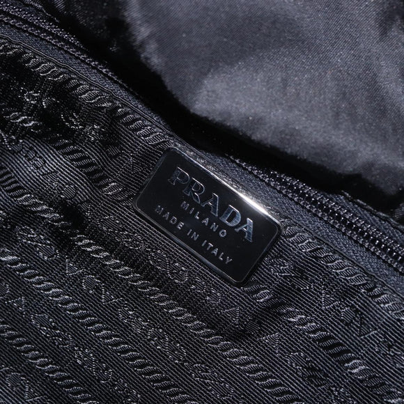 PRADA Shoulder Bag Nylon Black Silver Auth 186842A