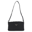 PRADA Shoulder Bag Nylon Black Silver Auth 186842A-13
