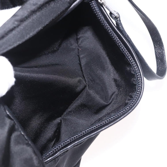 PRADA Shoulder Bag Nylon Black Silver Auth 186842A