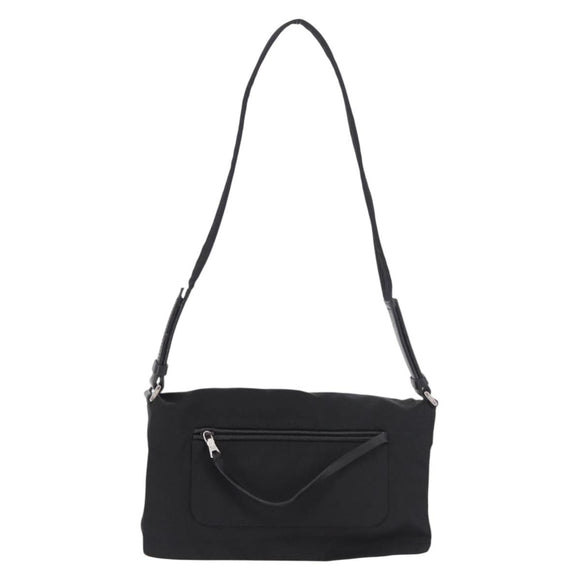 PRADA Shoulder Bag Nylon Black Silver Auth 186842A