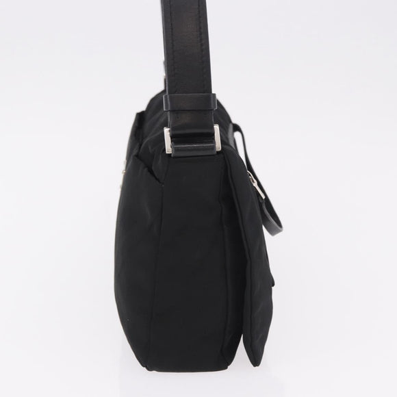 PRADA Shoulder Bag Nylon Black Silver Auth 186842A