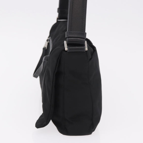PRADA Shoulder Bag Nylon Black Silver Auth 186842A