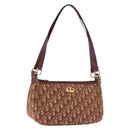 Christian Dior Trotter Canvas Shoulder Bag Red Gold Auth 186843-1
