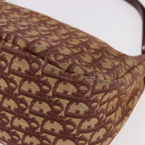 Christian Dior Trotter Canvas Shoulder Bag Red Gold Auth 186843