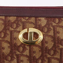Christian Dior Trotter Canvas Shoulder Bag Red Gold Auth 186843-17