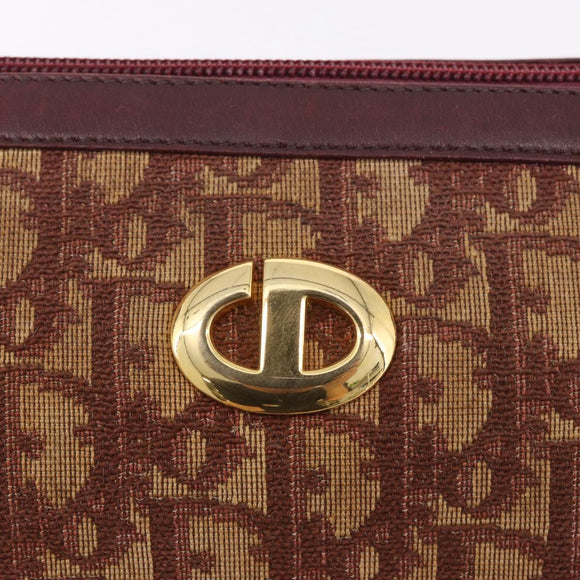 Christian Dior Trotter Canvas Shoulder Bag Red Gold Auth 186843