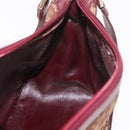 Christian Dior Trotter Canvas Shoulder Bag Red Gold Auth 186843-19