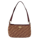 Christian Dior Trotter Canvas Shoulder Bag Red Gold Auth 186843-13
