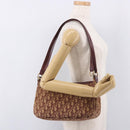 Christian Dior Trotter Canvas Shoulder Bag Red Gold Auth 186843-20