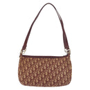Christian Dior Trotter Canvas Shoulder Bag Red Gold Auth 186843-2