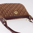 Christian Dior Trotter Canvas Shoulder Bag Red Gold Auth 186843-6