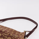 Christian Dior Trotter Canvas Shoulder Bag Red Gold Auth 186843-8
