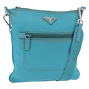 PRADA Shoulder Bag Nylon Light Blue Silver Auth 186844A-1