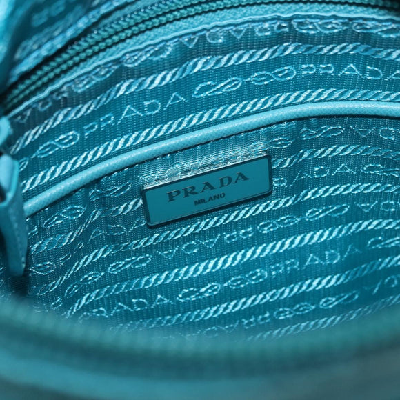 PRADA Shoulder Bag Nylon Light Blue Silver Auth 186844A